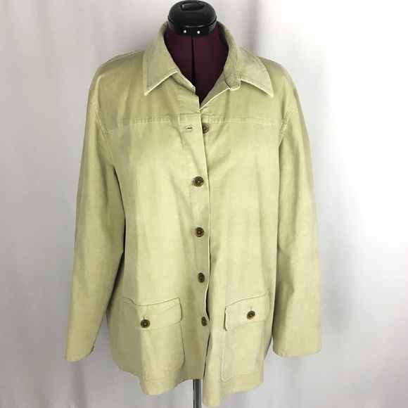 Lands' End Button Down Corduroy Khaki Jacket Size 2X - Picture 1 of 8